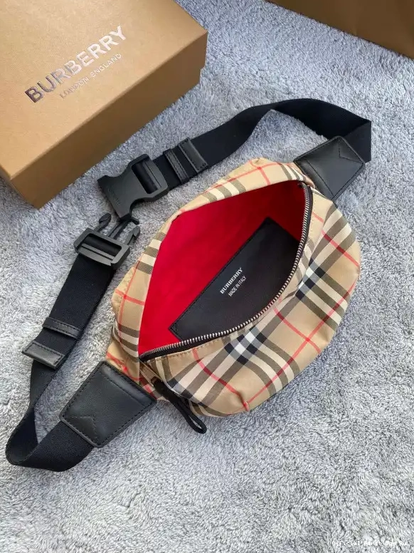 Official First Bag Ru Cotton Vintage BURBERRY Bum Medium Check Bonded Bag 0607
